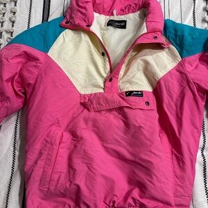 Vintage Jardi Pink and Cream Ski Jacket with Color Blocking